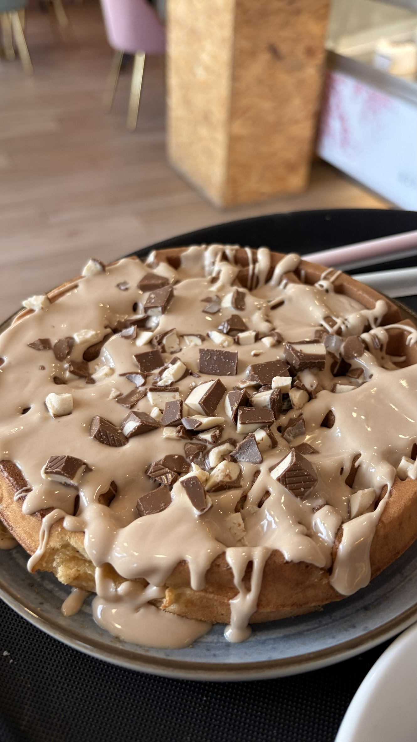 Gofre con chocolate blanco de Que Cookie